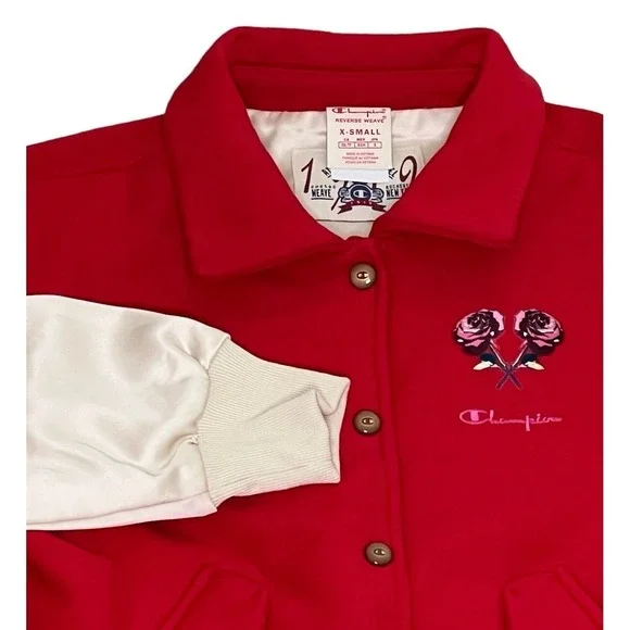 Champion‎ Red Letterman Patch Jacket XS - Picture 2 of 10
